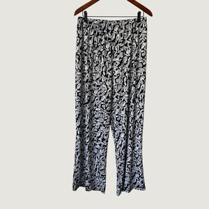 Denim 24/7 Women Plus Size 2X 26/28 Black White Abstract Animal Print Pants boho